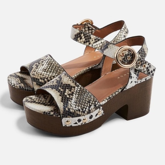 Topshop Shoes - TopShop Dinky Snakeskin Clog Sandals